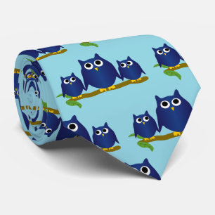 Cravate Hiboux Bleus Conception de fond de couleur personn