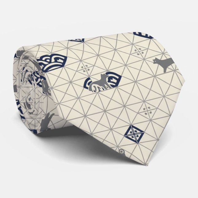 Cravate Hidden Shiba Inu Kamon Design (Roulé)