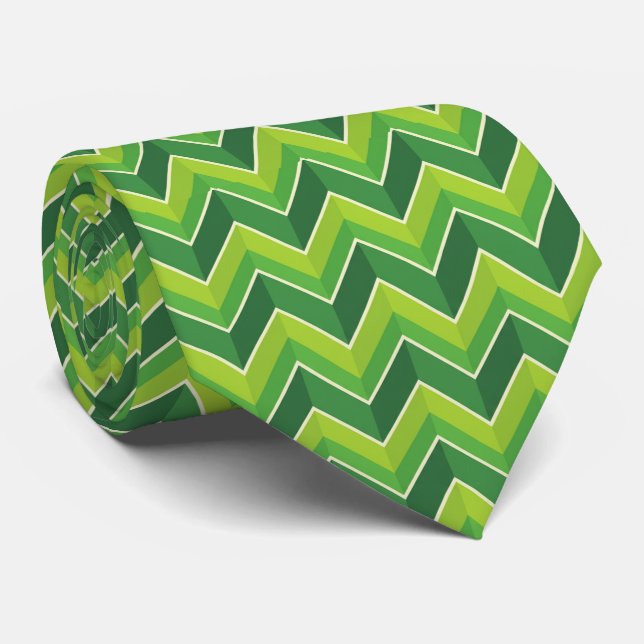 Cravate High-Energy Citrus Green and Lime Electric Chevron (Roulé)