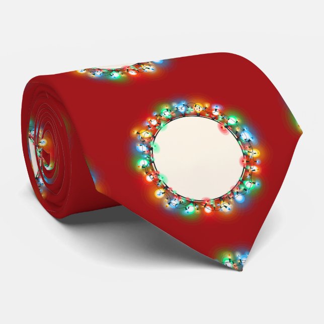 Cravate Ho Ho Ho ampoules de Noël (Roulé)