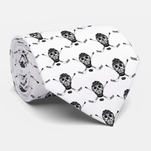 Cravate Hockey Goalie Skull and Sticks Tie