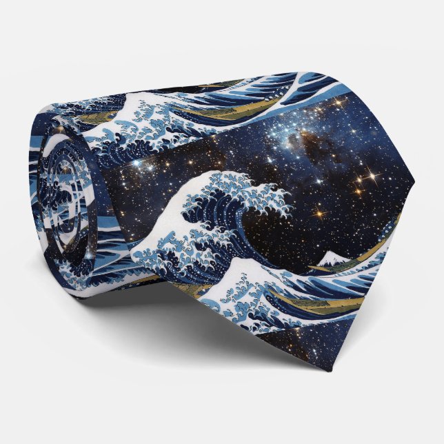 Cravate Hokusai , The Great Wave off Kanagawa + LH 95 (Roulé)