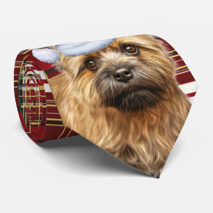 Cravate Holiday Cairn Terrier Dog et Plaid Christmas