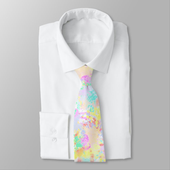 Cravate holiES - Splashes pastel motif transparent 1 (Attaché)