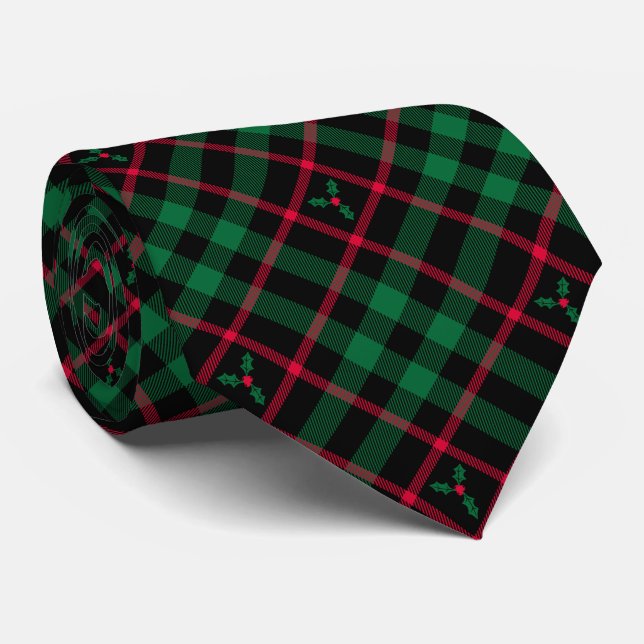 Cravate Holly Plaid le Motif de Noël (Roulé)