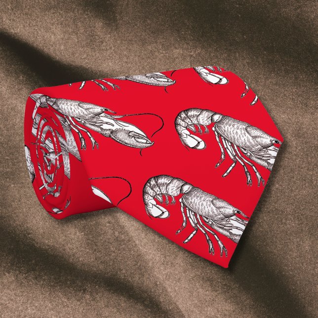 Cravate Homard graphique vintage rouge   (Créateur téléchargé)