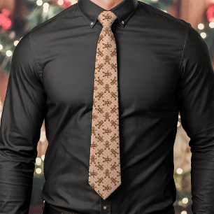 Cravate Homme en pain d'épices marron à pois de Noël