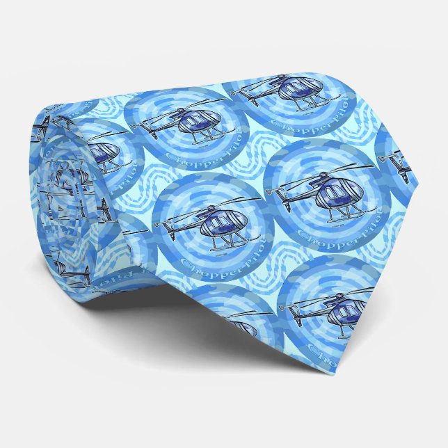 Cravate homme Hélicoptère Blue Sky (Roulé)