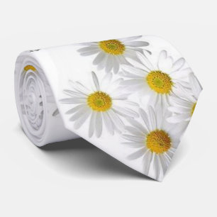 Cravate Hommes Designer White Daisy