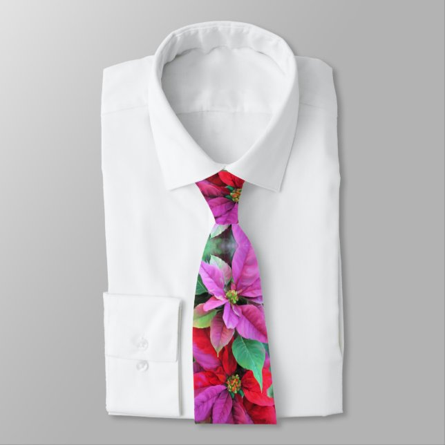 Cravate Hommes Poinsettias de Noël (Attaché)