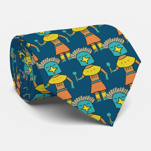 Cravate Hopi Doll Blue Star Kachina (Roulé)