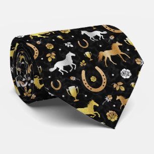Cravate Horse Racing Derby Day Party Black Gold Motif