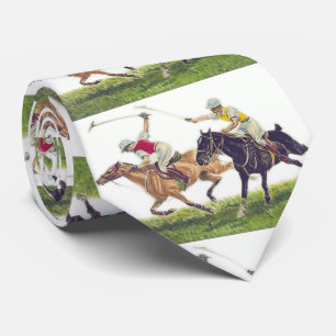 Cravate Horses Polo Players Print Necktie