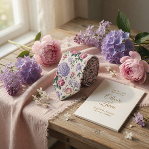 Cravate Hydrangea Rose Florale Pastel Élégant