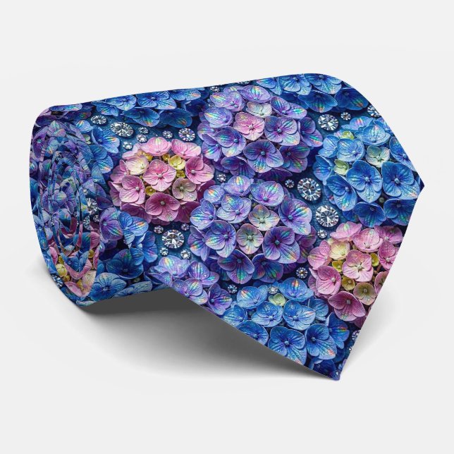 Cravate Hydrangeas & Diamonds | Collier de mariage et d'év (Roulé)