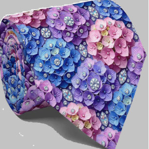 Cravate Hydrangeas & Diamonds Collier de mariage et d'év