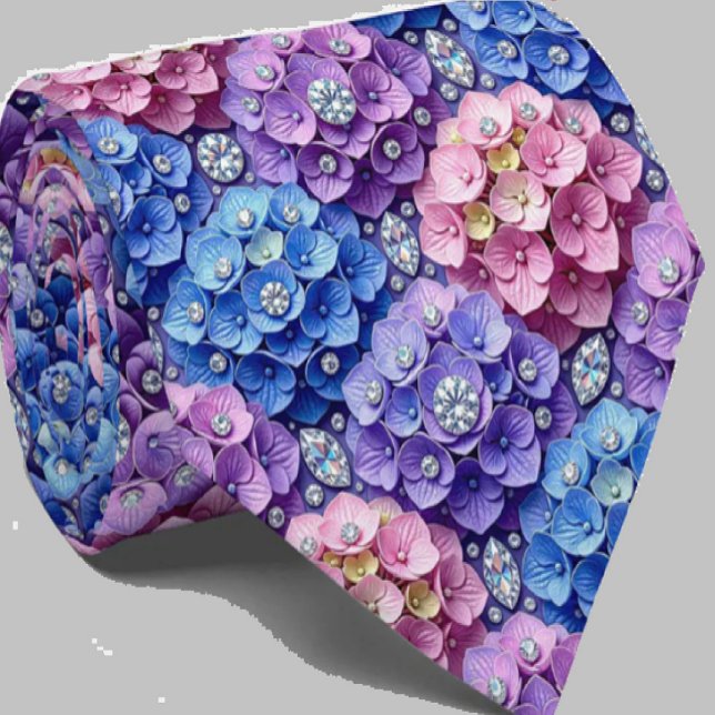 Cravate Hydrangeas & Diamonds | Collier de mariage et d'év (Créateur téléchargé)