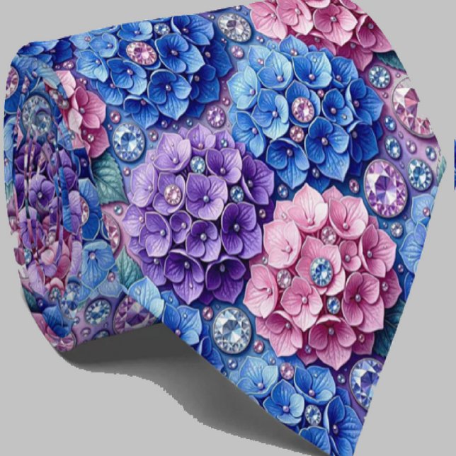 Cravate Hydrangeas & Diamonds | Collier de mariage et d'év (Créateur téléchargé)