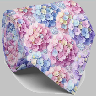 Cravate Hydrangeas & Diamonds Collier de mariage et d'év