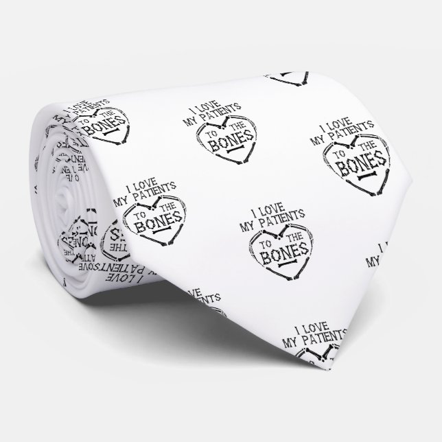 Cravate I Love My Patients to the Bones Chiropractor (Roulé)