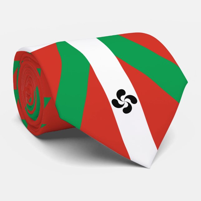 Cravate Ikurriña avec le symbole Lauburu (Roulé)
