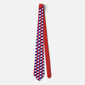 Cravate - Illusion de bloc en rouge, blanc, bleu (
