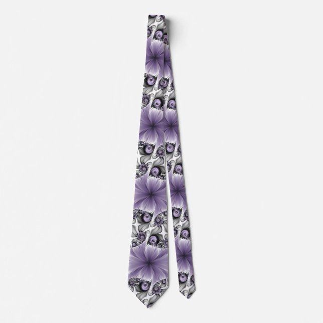 Cravate Illusion de lilas Art floral abstrait fantastique  (Devant)