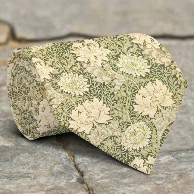 Cravate Illustration de fleurs vertes motif floral de Noël (Créateur téléchargé)
