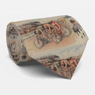 Cravate Illustration de la course cycliste vintage (1895)