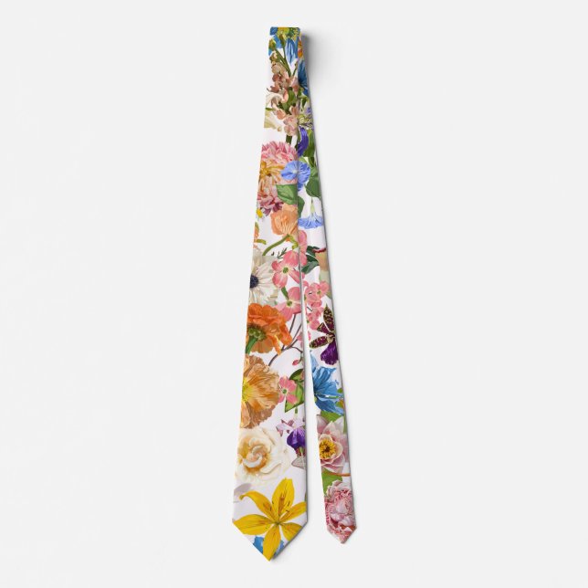 Cravate Illustration des fleurs tropicales et du jardin. (Devant)