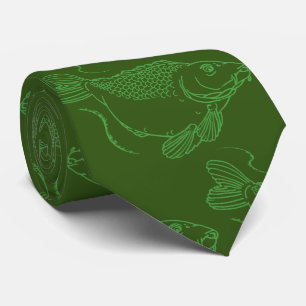Cravate Illustration du poisson de pêche de carpe vert