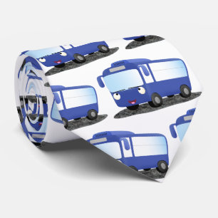 Cravate Illustration d'un bus moderne bleu mignon