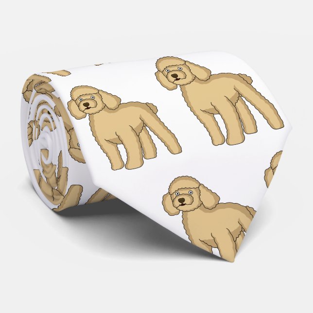 Cravate Illustration d'un caniche brun joyeux (Roulé)