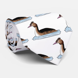 Cravate Illustration d'un grand oiseau de grèbe huppé