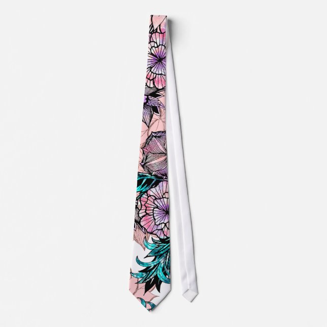 Cravate Illustration florale d'aquarelle Girly et d'or (Devant)