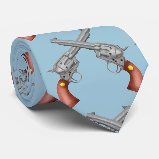 Cravate Illustration réaliste de l'ancien western Revolver (Roulé)