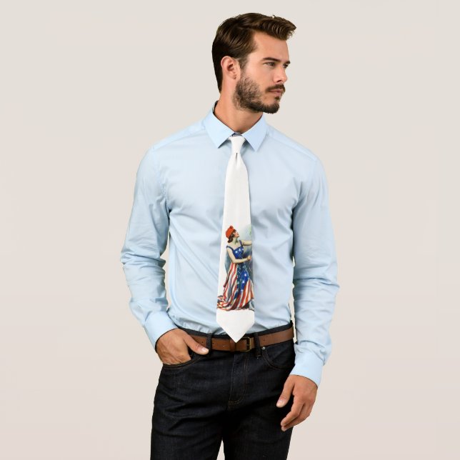 Cravate Illustration vintage de Lady Liberty pour une couv (En situation)