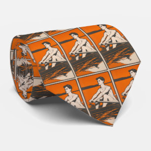 Cravate Illustration vintage d'un athlète d'équipage (1905