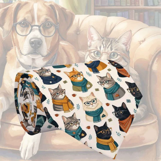Cravate Illustrations de chat hipster avec lunettes (Créateur téléchargé)