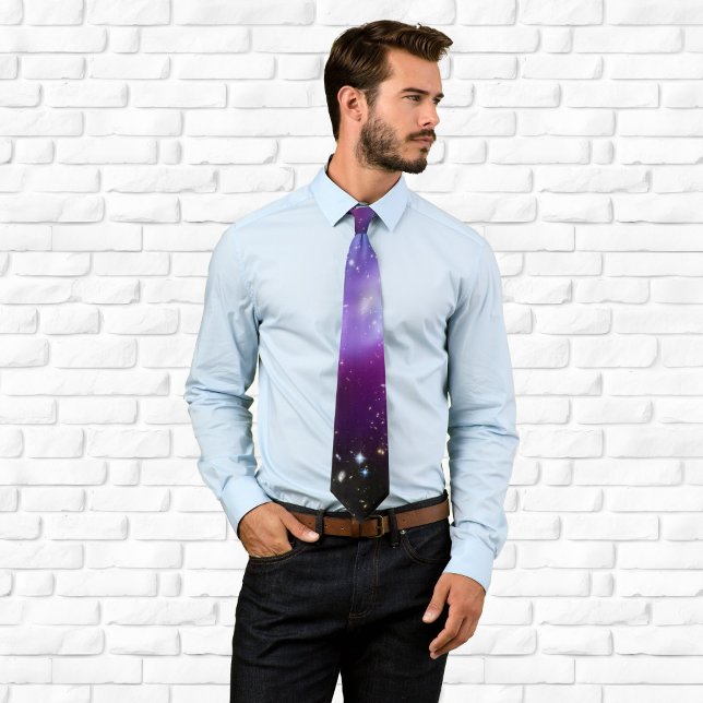 Cravate Image de l'espace d'amas de galaxies pourpre (Purple Galaxy Cluster Space Image Neck Tie)
