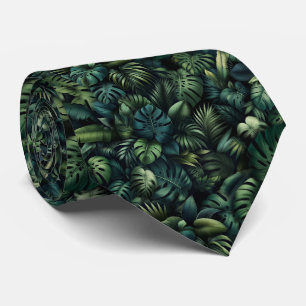 Cravate Impression botanique verte de jungle de Monstera t