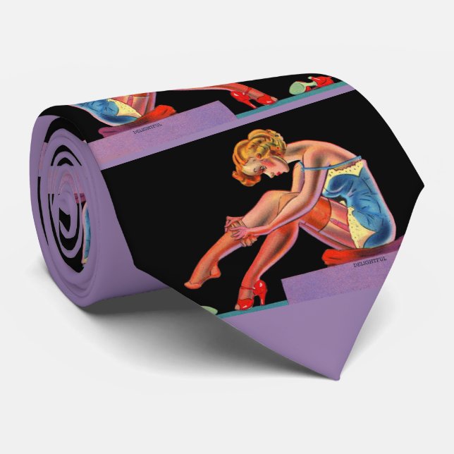 Cravate Impression charmante de pin-up des années 1940 (Roulé)