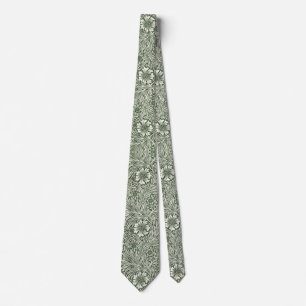 Cravate Impression d'art floral vert souci de William Morr
