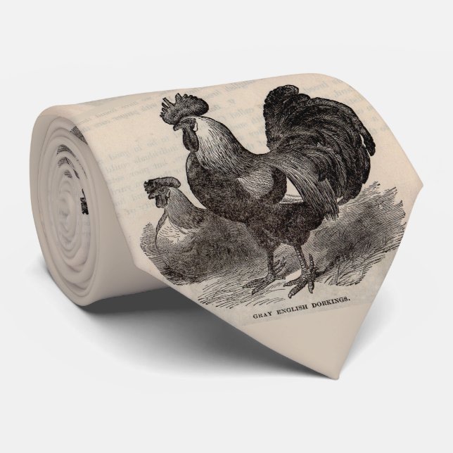 Cravate Impression du 19ème siècle de poules grises anglai (Roulé)