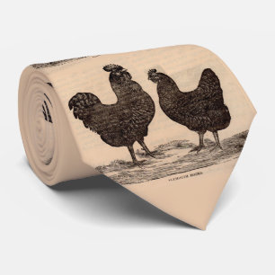 Cravate Impression du 19ème siècle Poule et coq de Plymout