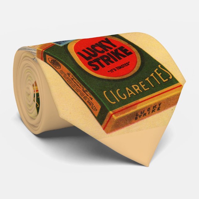 Cravate Impression d'une publicité Lucky Strikes des année (Roulé)