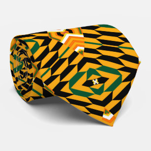 Cravate Impression Kente couleur jaune et noir et vert