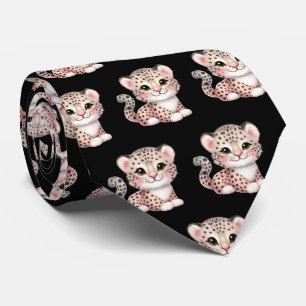 Cravate Impression léopard moderne kawaii Bébés guépard mi