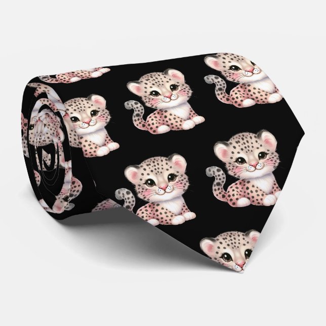 Cravate Impression léopard moderne kawaii Bébés guépard mi (Roulé)