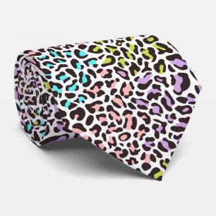 Cravate Impression léopard multicolore sur fond blanc